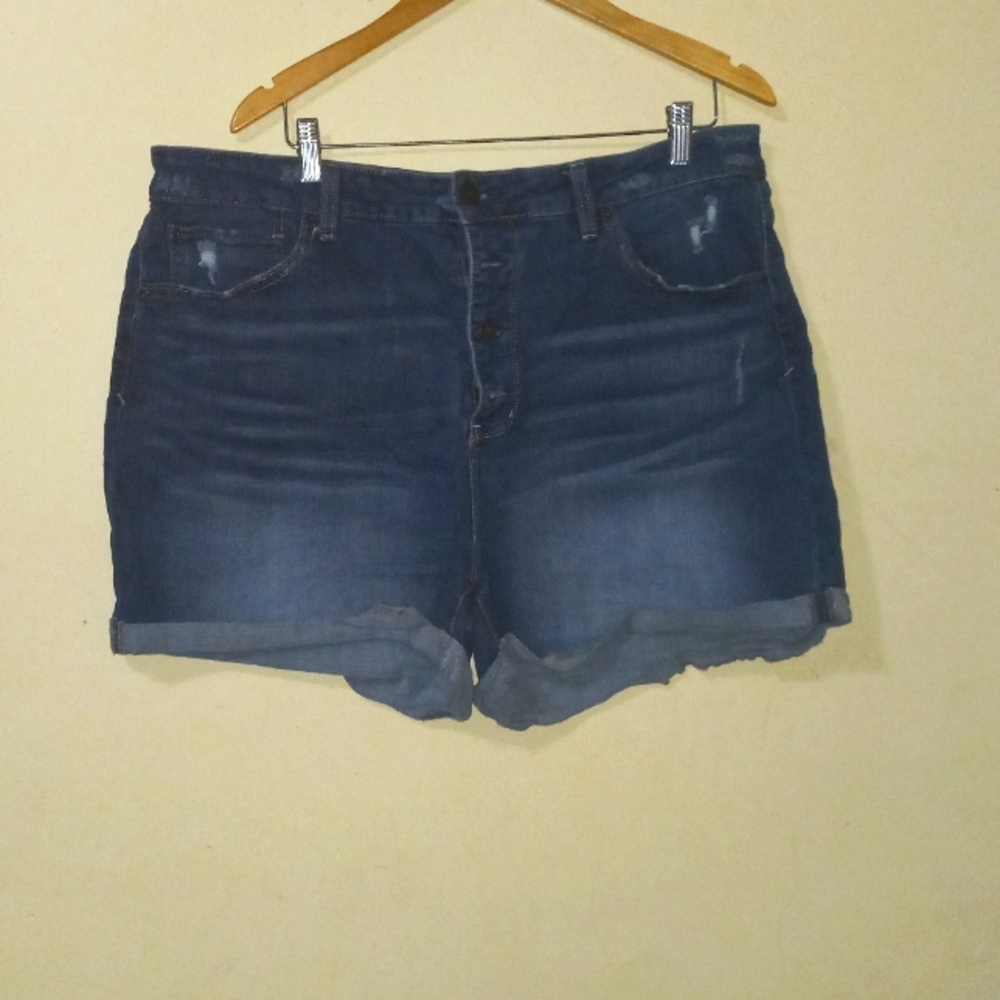 Time & Tru Dark Blue High Rise Jean Shorts 20